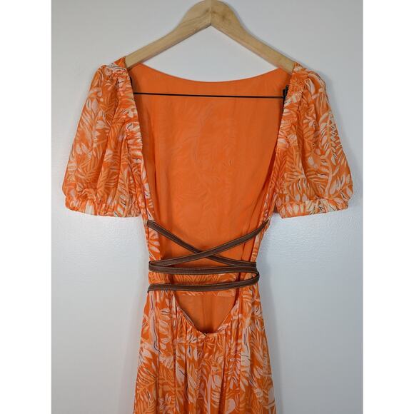 NWT Staud Alix Tangerine Tree Whiskey Belted Maxi Dress - Picture 8 of 12